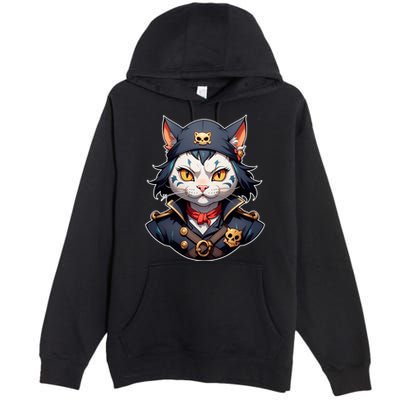 Pirate Cat With Bandana Premium Pullover Hoodie