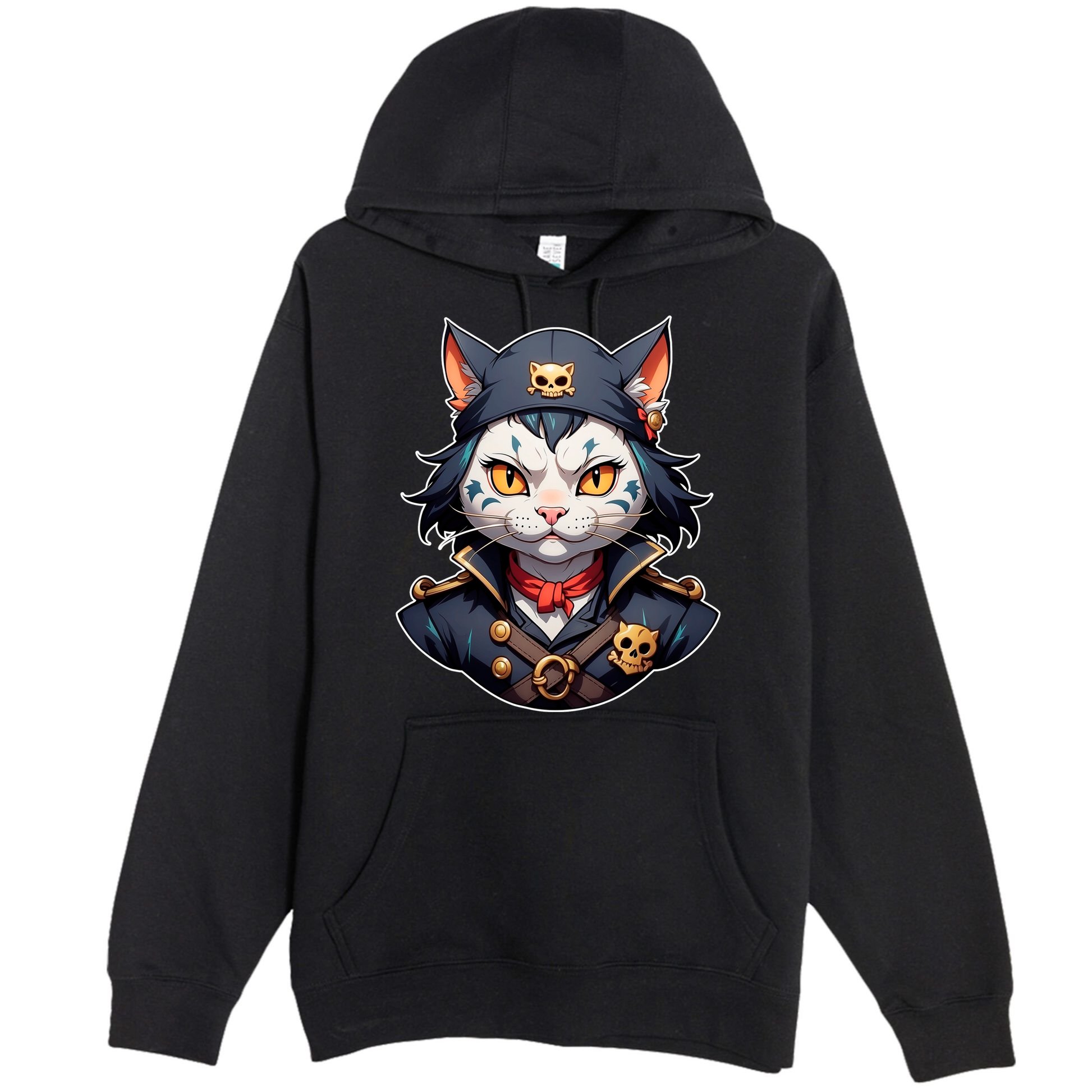 Pirate Cat With Bandana Premium Pullover Hoodie