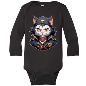 Pirate Cat With Bandana Baby Long Sleeve Bodysuit