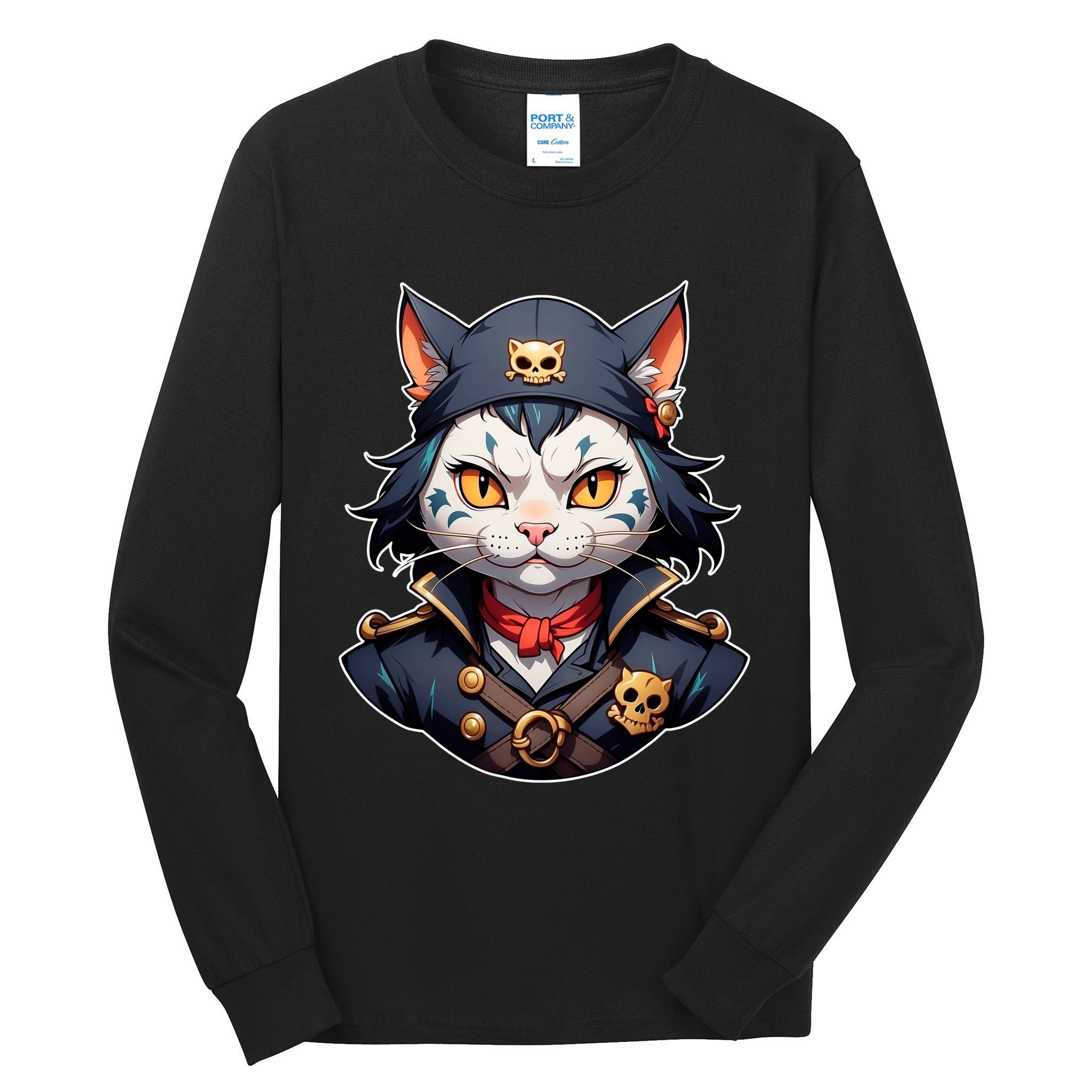 Pirate Cat With Bandana Tall Long Sleeve T-Shirt