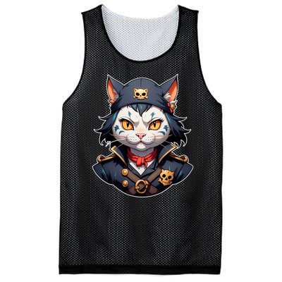 Pirate Cat With Bandana Mesh Reversible Basketball Jersey Tank