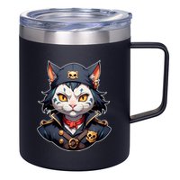 Pirate Cat With Bandana 12oz Stainless Steel Coffee Mug