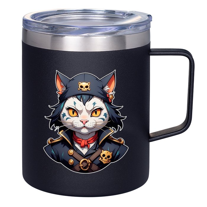 Pirate Cat With Bandana 12oz Stainless Steel Coffee Mug
