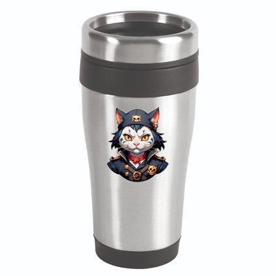 Pirate Cat With Bandana 16oz Travel Tumbler