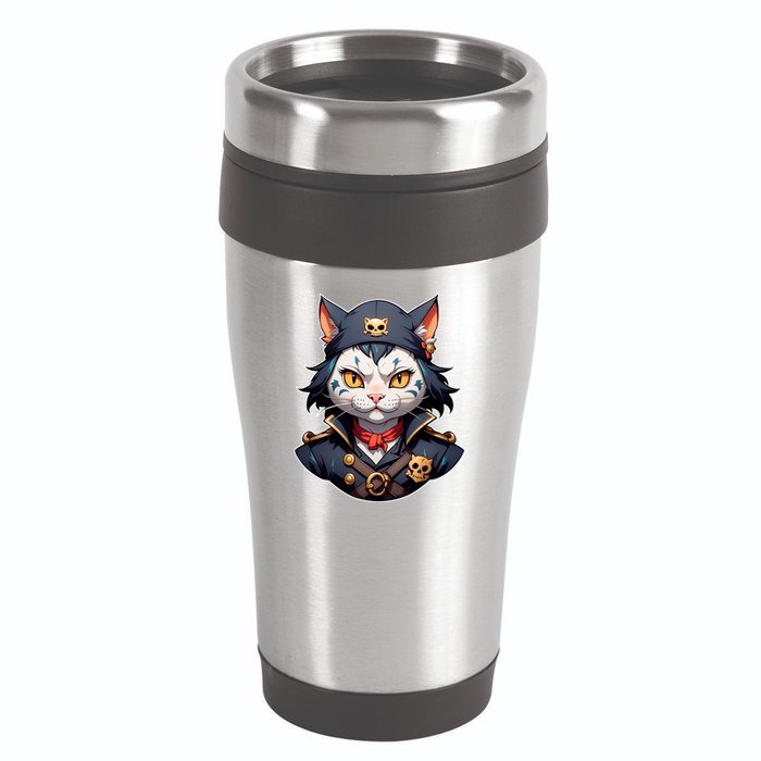 Pirate Cat With Bandana 16oz Travel Tumbler