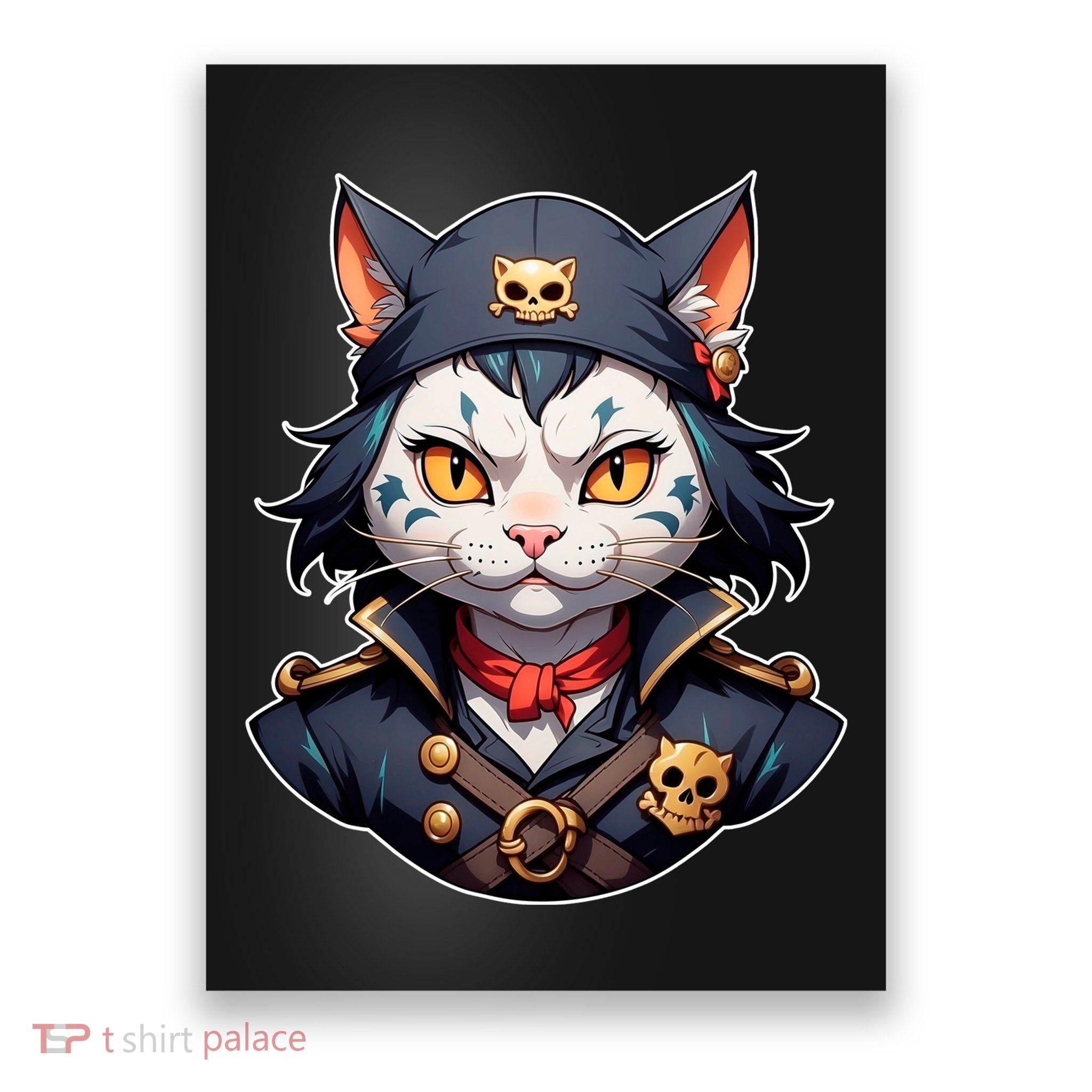 Pirate Cat With Bandana Poster