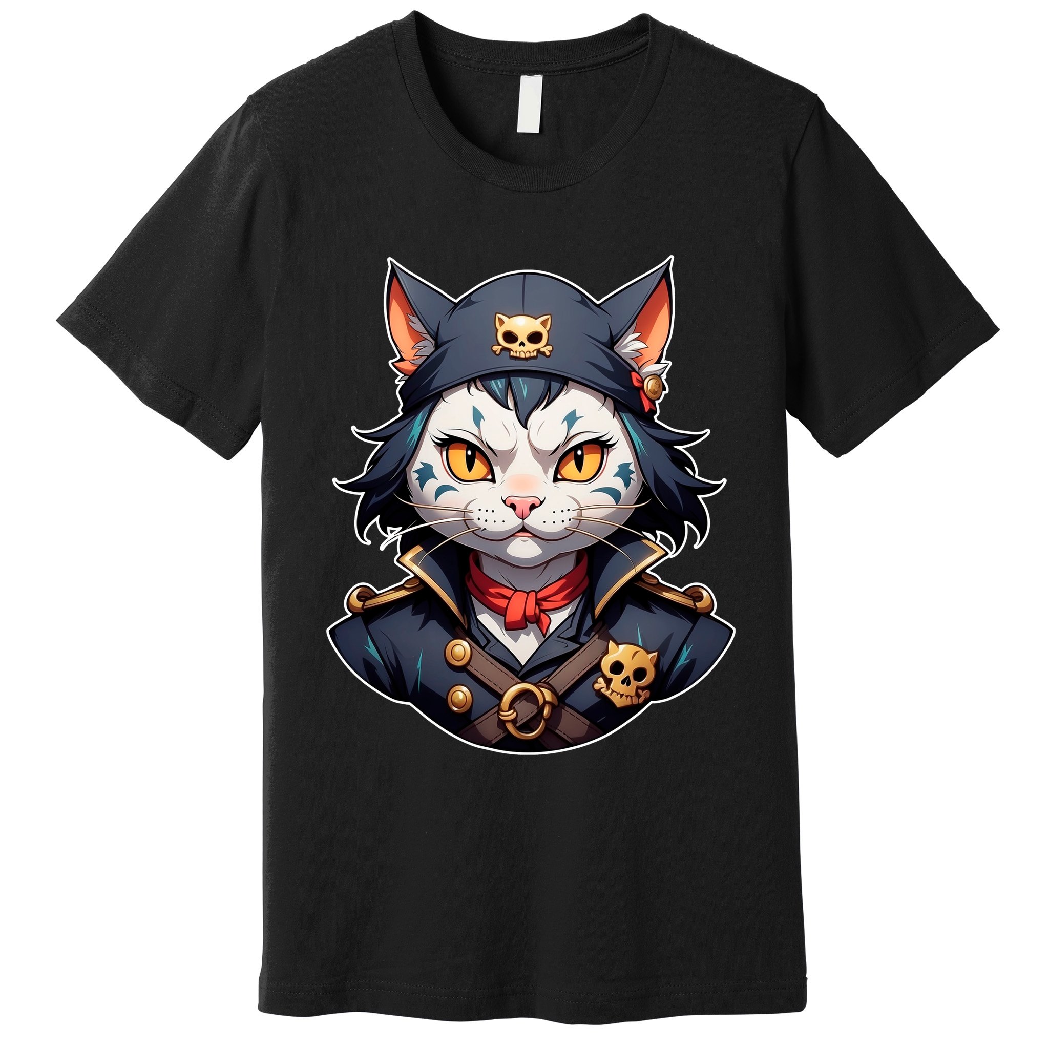 Pirate Cat With Bandana Premium T-Shirt