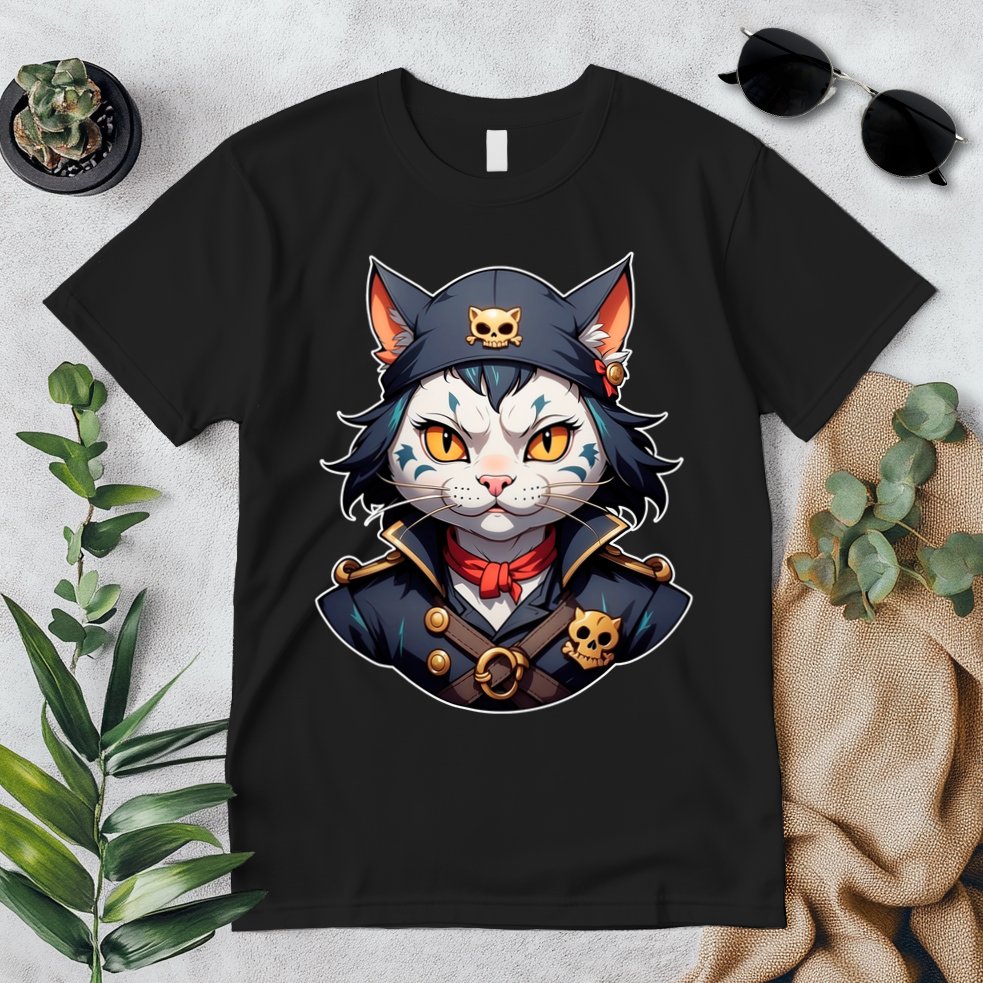 Pirate Cat With Bandana Premium T-Shirt