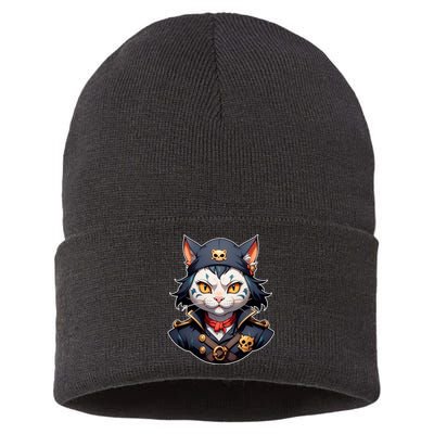 Pirate Cat With Bandana Sustainable Knit Beanie