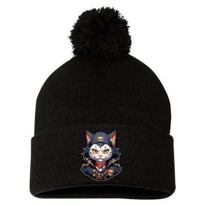 Pirate Cat With Bandana Pom Pom 12in Knit Beanie