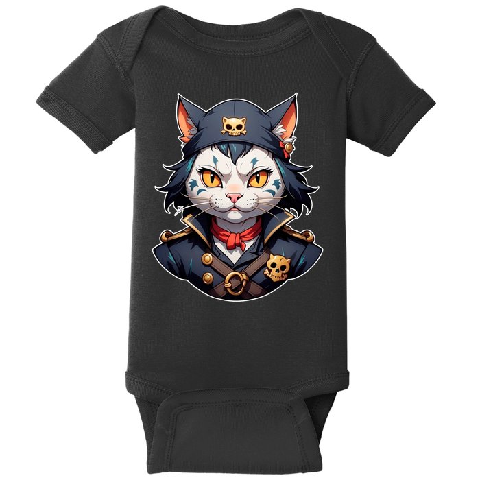 Pirate Cat With Bandana Baby Bodysuit