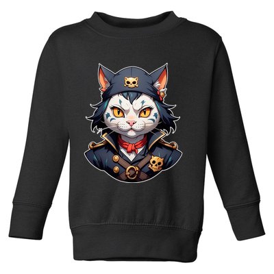 Pirate Cat With Bandana Toddler Sweatshirt