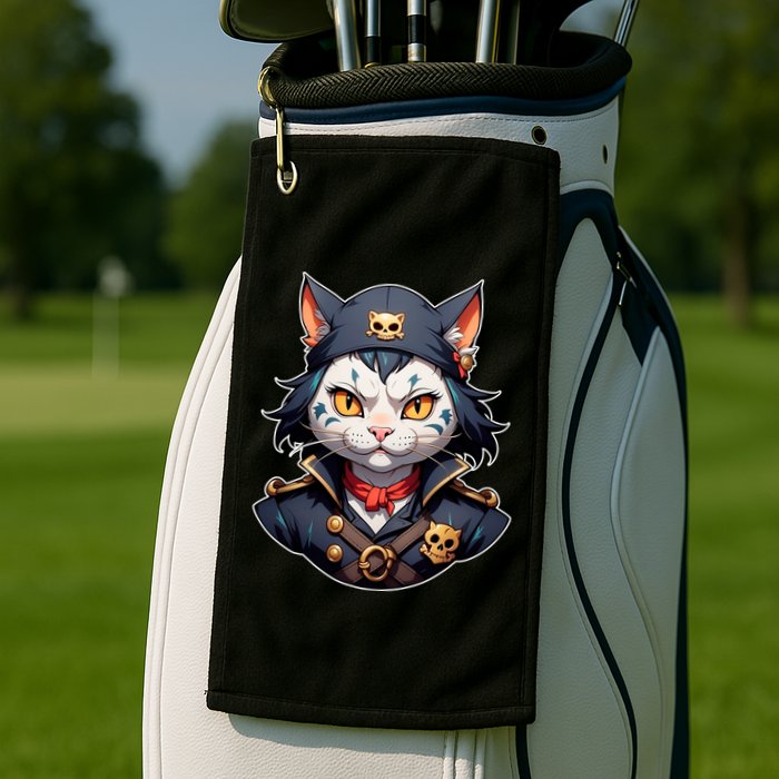 Pirate Cat With Bandana Golf Towel