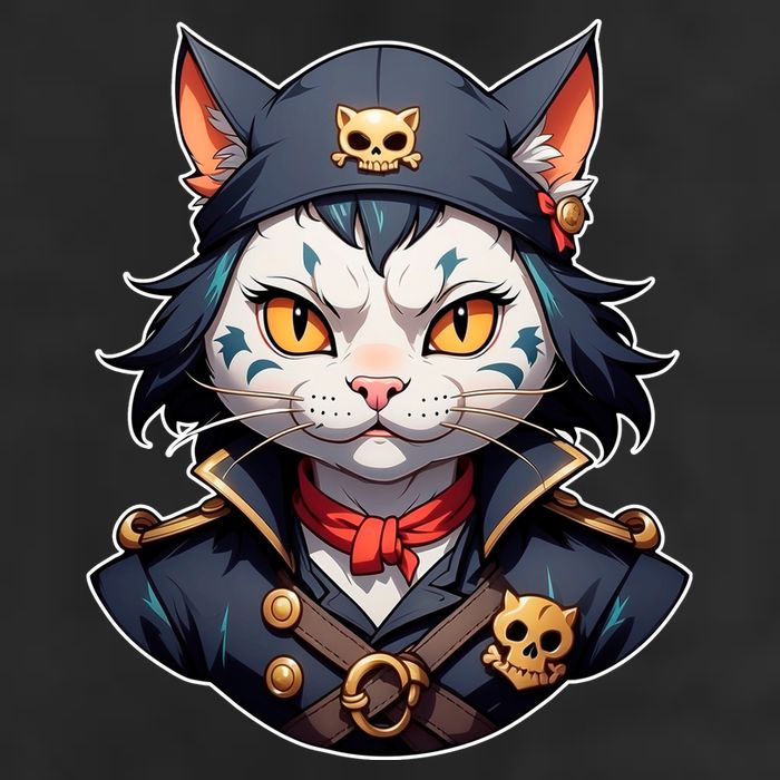 Pirate Cat With Bandana Golf Towel
