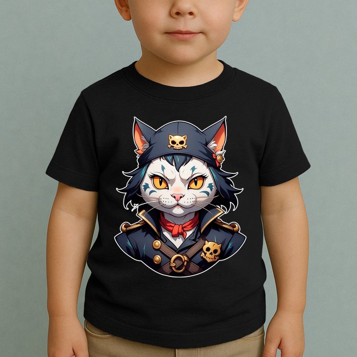 Pirate Cat With Bandana Toddler T-Shirt