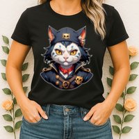 Pirate Cat With Bandana Womens T-Shirt