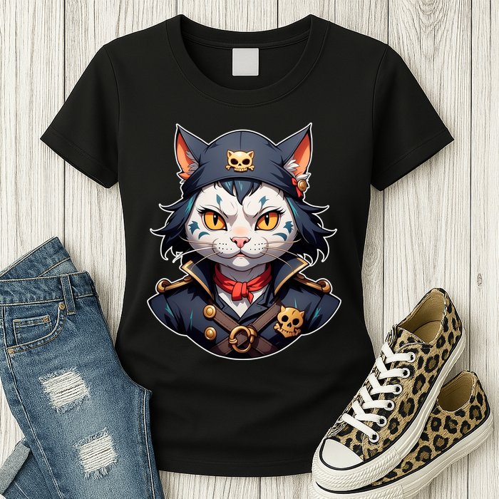 Pirate Cat With Bandana Womens T-Shirt