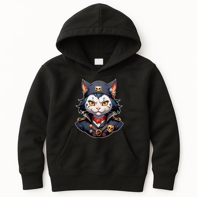 Pirate Cat With Bandana Kids Hoodie