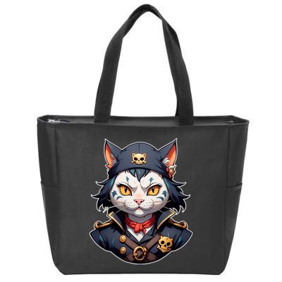 Pirate Cat With Bandana Zip Tote Bag