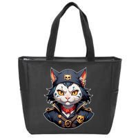 Pirate Cat With Bandana Zip Tote Bag