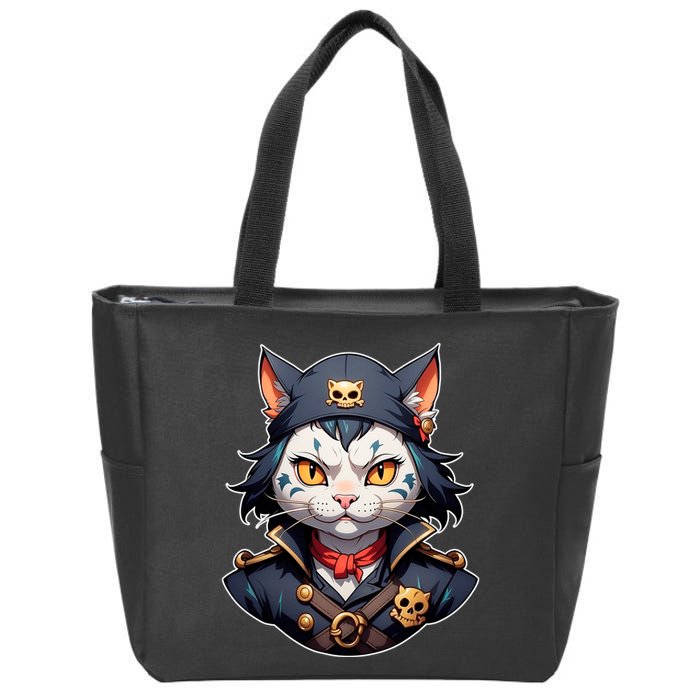 Pirate Cat With Bandana Zip Tote Bag