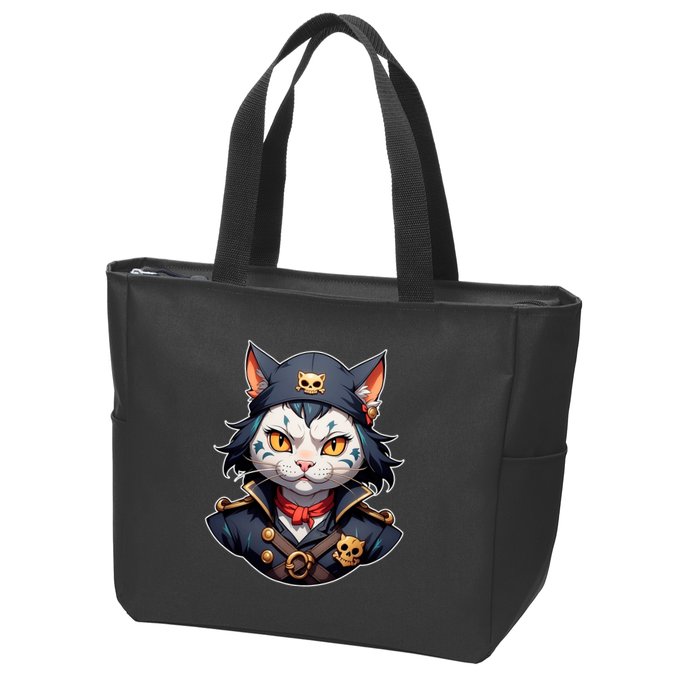 Pirate Cat With Bandana Zip Tote Bag