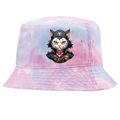 Pirate Cat With Bandana Tie-Dyed Bucket Hat