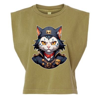 Pirate Cat With Bandana Garment-Dyed Women's Muscle Tee