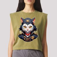 Pirate Cat With Bandana Garment-Dyed Women's Muscle Tee