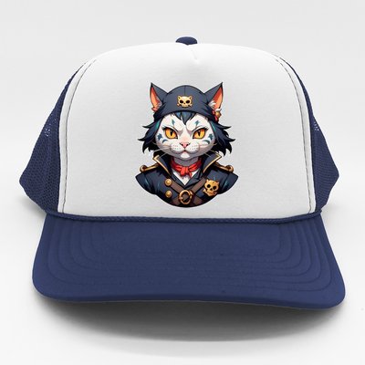 Pirate Cat With Bandana Trucker Hat