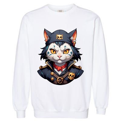 Pirate Cat With Bandana Garment-Dyed Sweatshirt