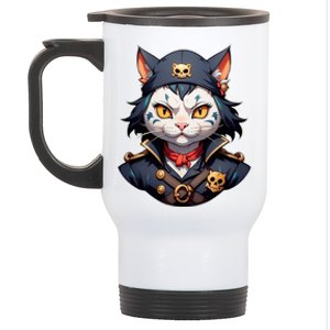 Pirate Cat With Bandana Stainless Steel Travel Mug