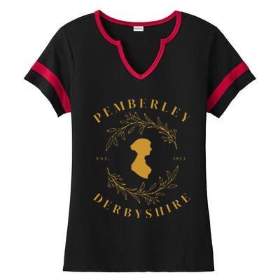 Pemberley Derbyshire 1813 Pride And Prejudice Jane Austen Ladies Halftime Notch Neck Tee