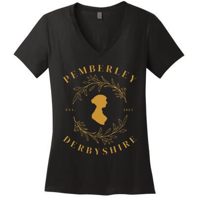 Pemberley Derbyshire 1813 Pride And Prejudice Jane Austen Women's V-Neck T-Shirt