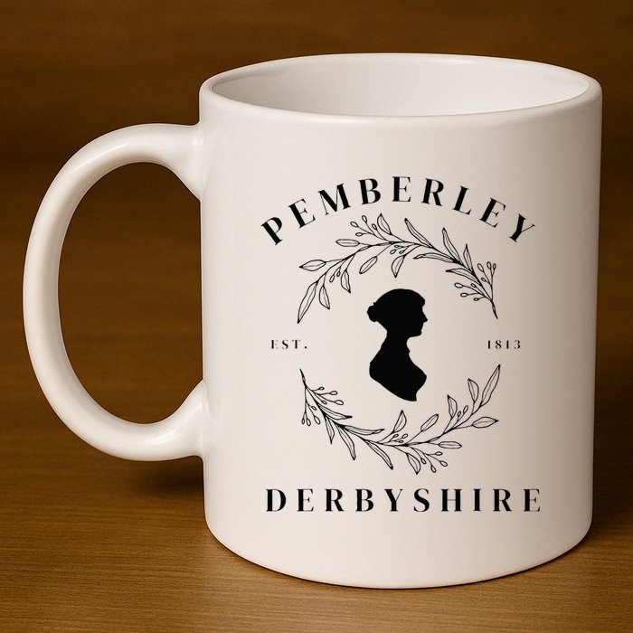 Pemberley Derbyshire 1813 Pride and Prejudice Jane Austen 11oz C Handle Ceramic Mug