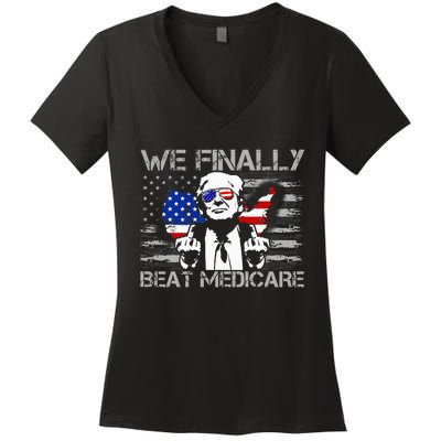 Presidential Debates 2024 We Finally Beat Medicare Women's V-Neck T-Shirt