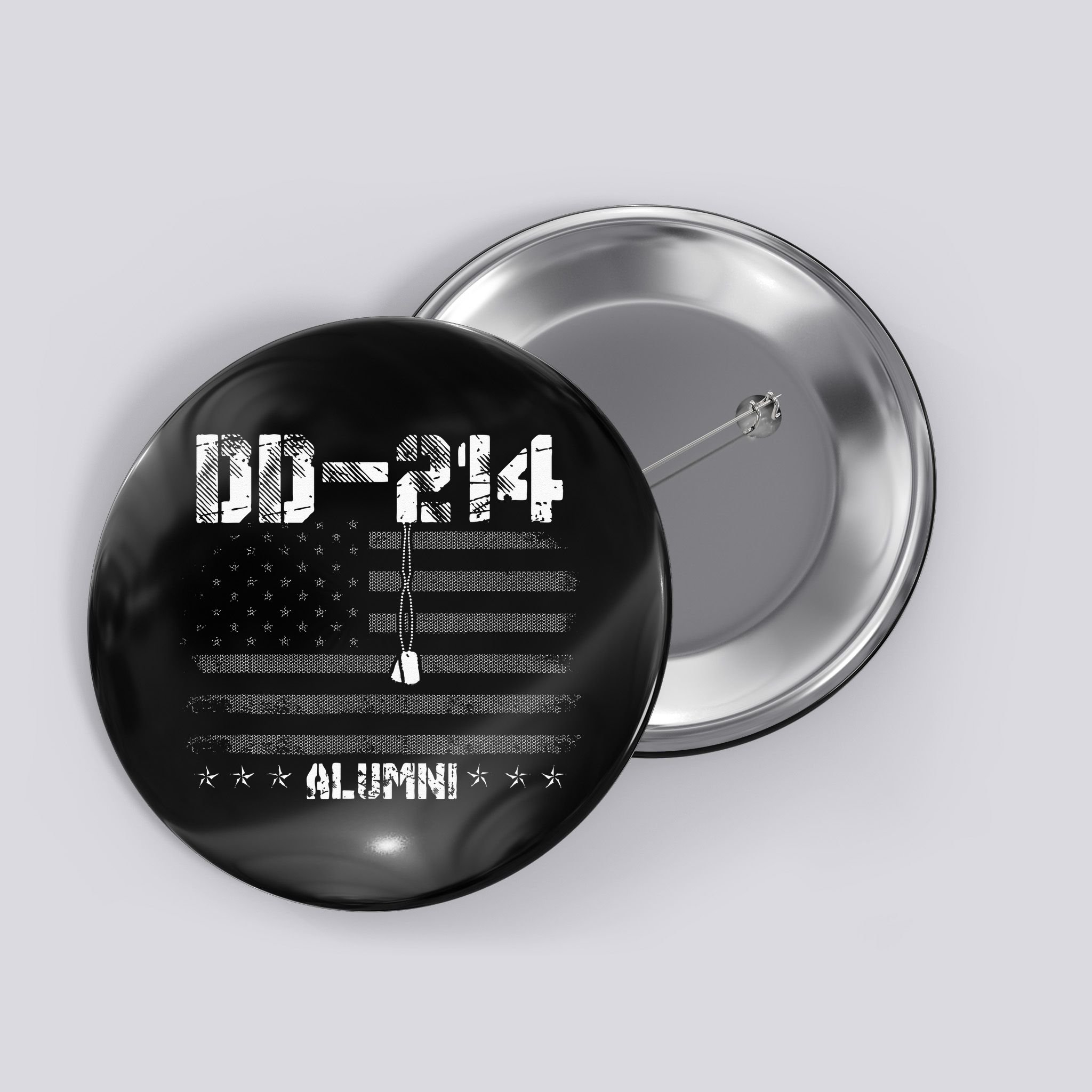Patriotic DD 214 Alumni Military Veteran Button