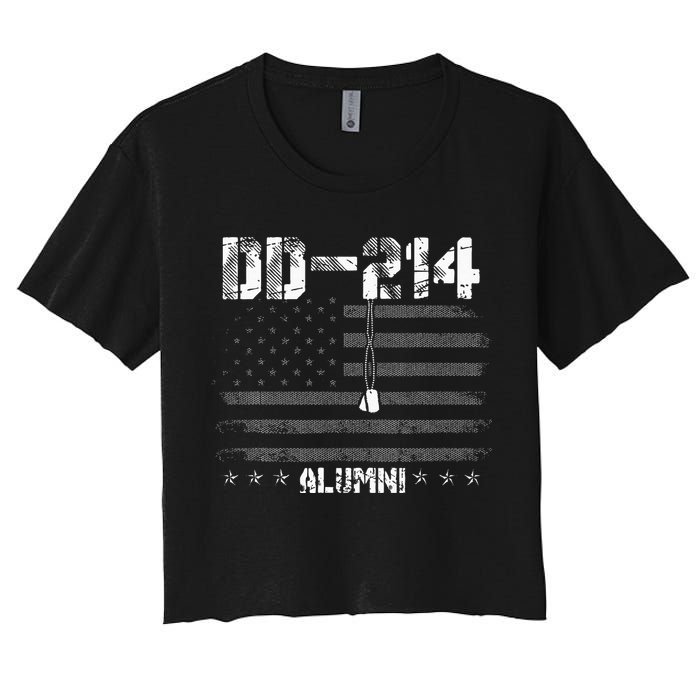 Patriotic DD 214 Alumni Military Veteran Women's Crop Top Tee