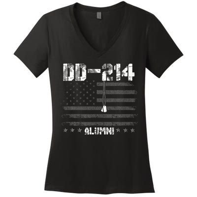 Patriotic DD 214 Alumni Military Veteran Women's V-Neck T-Shirt