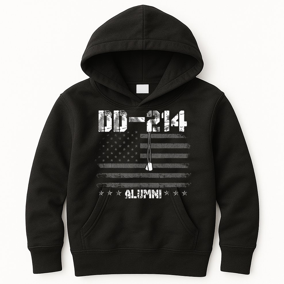 Patriotic DD 214 Alumni Military Veteran Kids Hoodie
