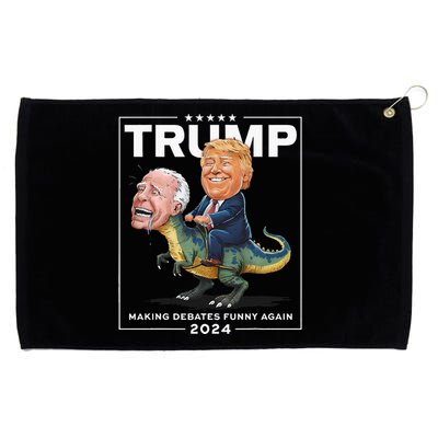 Presidential Debates 2024 Trump Riding Dinosaur F Joe Biden Grommeted Golf Towel