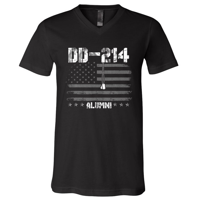 Patriotic DD 214 Alumni Military Veteran V-Neck T-Shirt