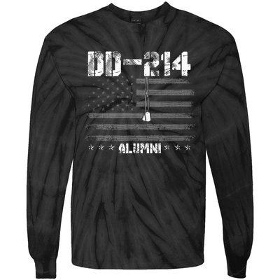 Patriotic DD 214 Alumni Military Veteran Tie-Dye Long Sleeve Shirt