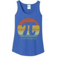 Pi Day 3 14 Retro Vintage Sunset 10 Digits Math Teacher Gift Ladies Essential Tank