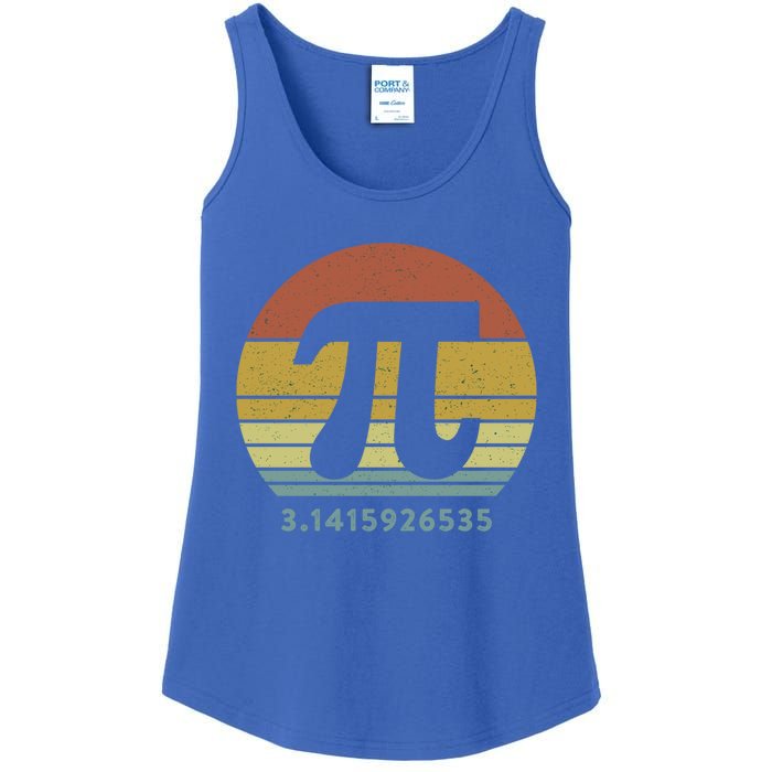 Pi Day 3 14 Retro Vintage Sunset 10 Digits Math Teacher Gift Ladies Essential Tank