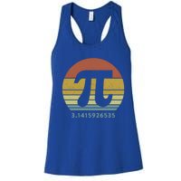 Pi Day 3 14 Retro Vintage Sunset 10 Digits Math Teacher Gift Women's Racerback Tank