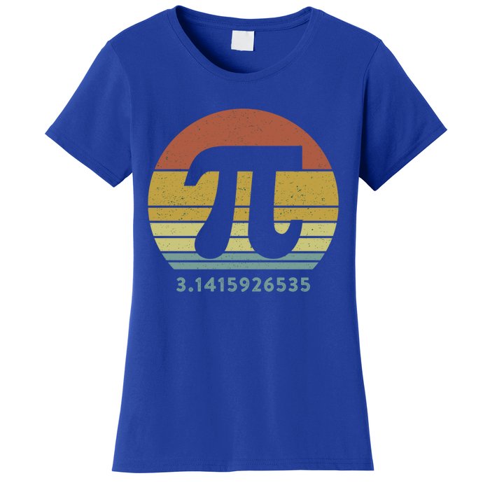 Pi Day 3 14 Retro Vintage Sunset 10 Digits Math Teacher Gift Women's T-Shirt