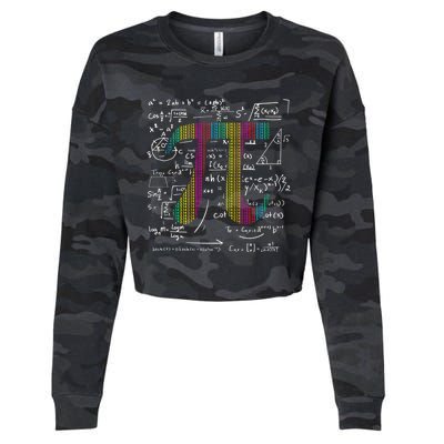 Pi Day 3 14 Pi Symbol With Math Equations Gift For Math Geek Meaningful Gift Cropped Pullover Crew