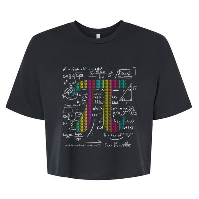 Pi Day 3 14 Pi Symbol With Math Equations Gift For Math Geek Meaningful Gift Bella+Canvas Jersey Crop Tee