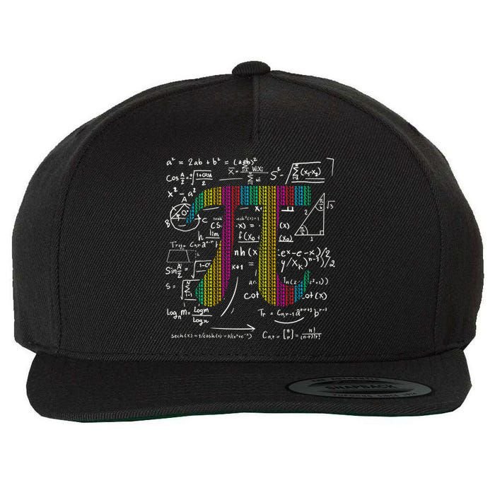 Pi Day 3 14 Pi Symbol With Math Equations Gift For Math Geek Meaningful Gift Wool Snapback Cap